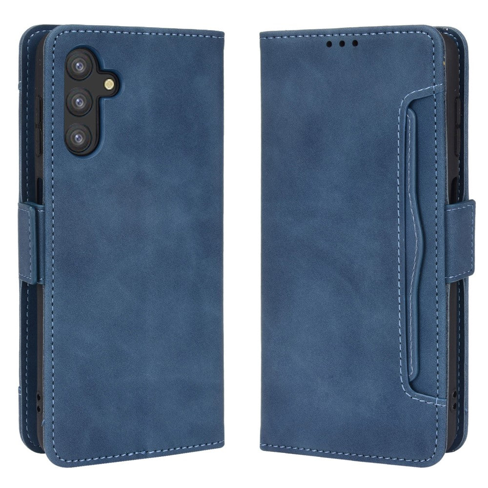 Modern-styled leather wallet case for Samsung Galaxy A13 5G - Blue