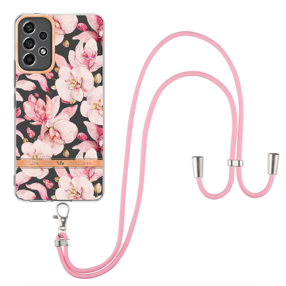 Slim and durable softcover with lanyard for Samsung Galaxy A53 5G - Pink Gardenia