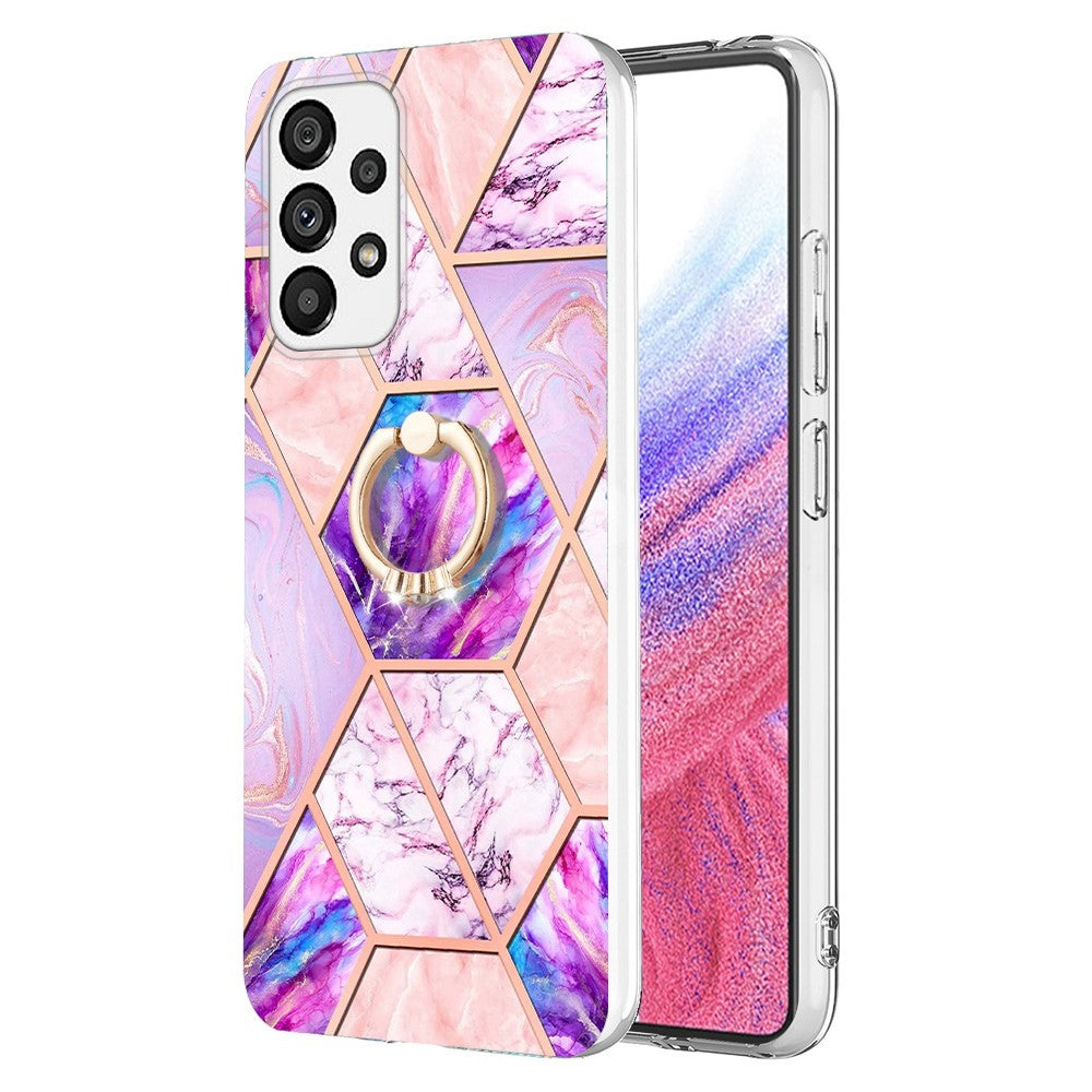 Marble patterned cover with ring holder for Samsung Galaxy A53 5G - Light Purple