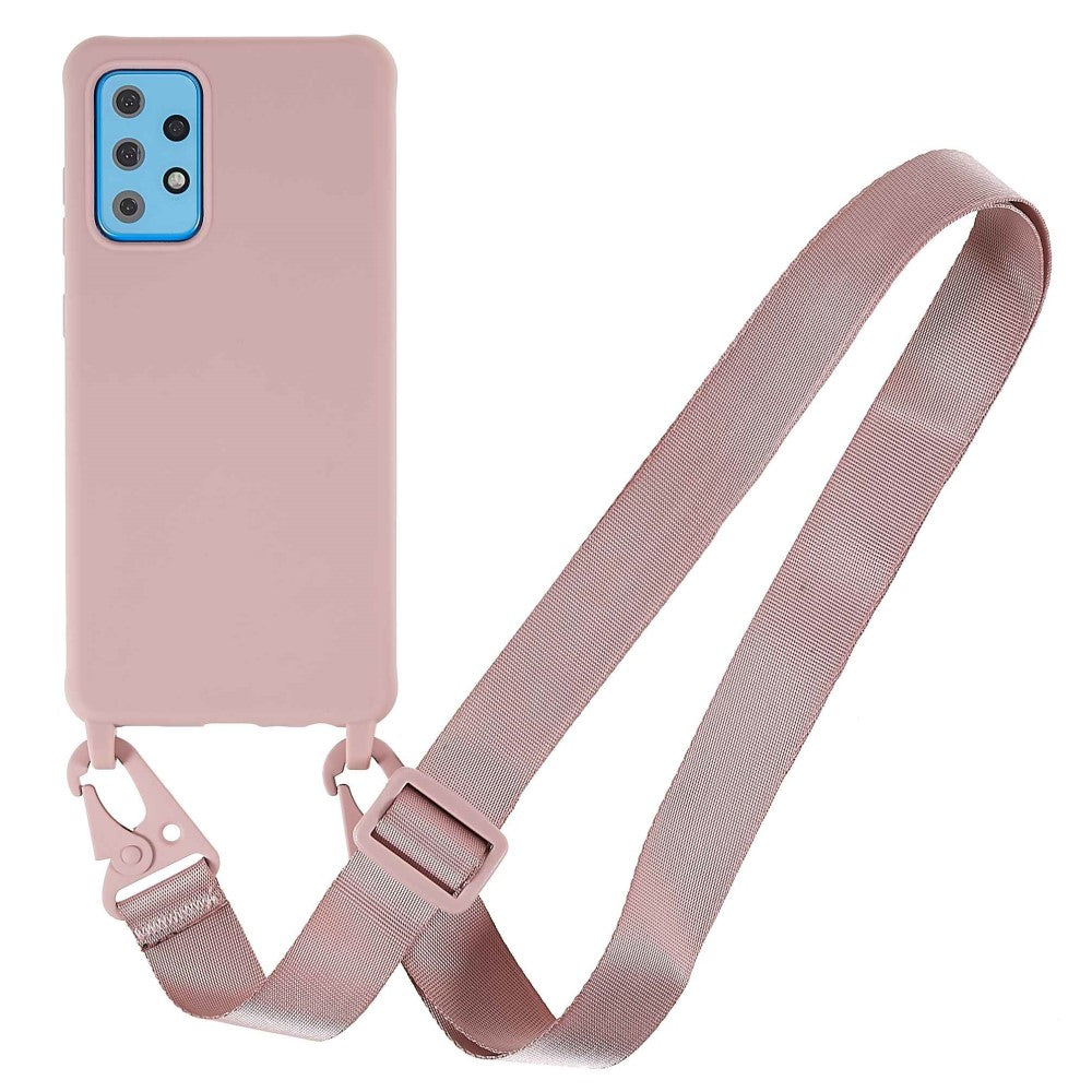 Thin TPU case with a matte finish and adjustable strap for Samsung Galaxy A53 5G - Deep Pink