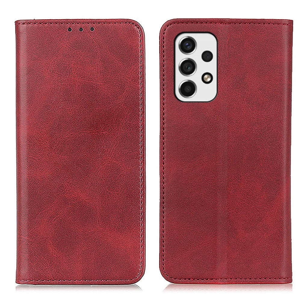 Wallet-style genuine leather flipcase for Samsung Galaxy A53 5G - Red