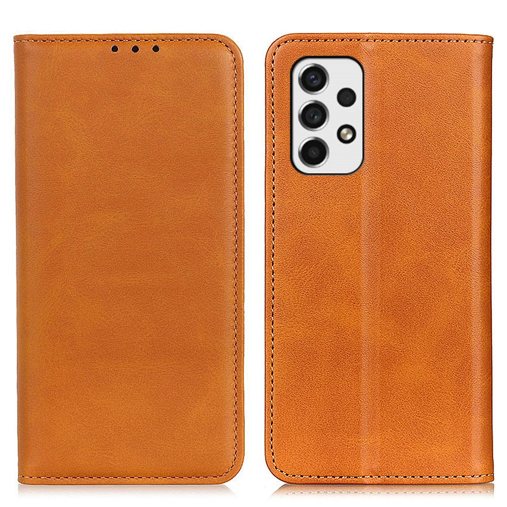 Wallet-style genuine leather flipcase for Samsung Galaxy A53 5G - Brown