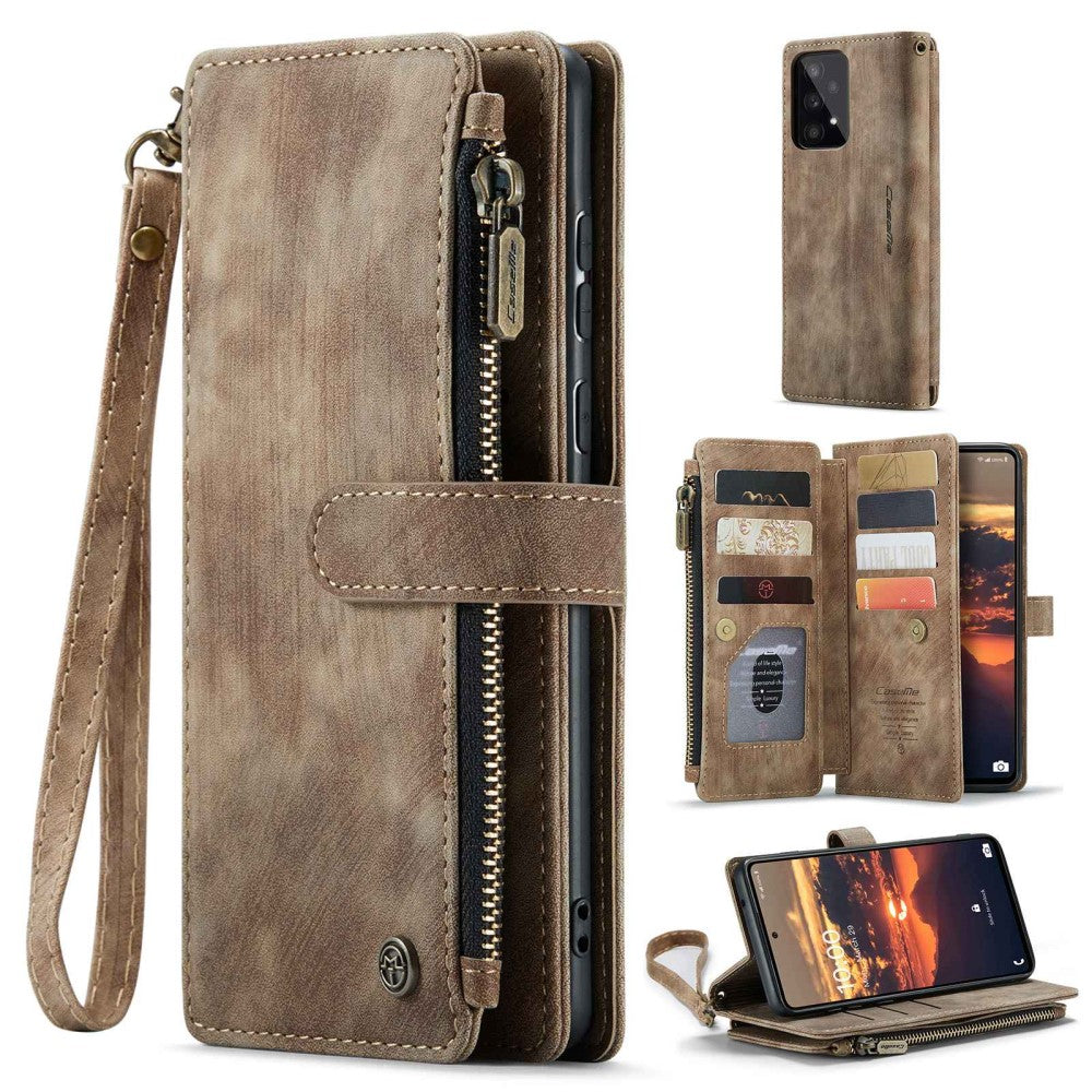 CaseMe zipper-wallet phone case for Samsung Galaxy A53 5G - Brown