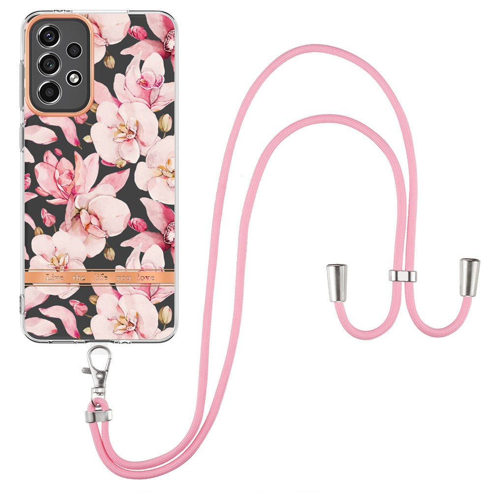 Slim and durable softcover with lanyard for Samsung Galaxy A33 5G - Pink Gardenia