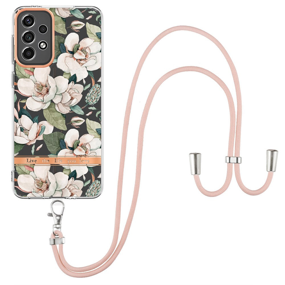 Slim and durable softcover with lanyard for Samsung Galaxy A33 5G - Green Gardenia
