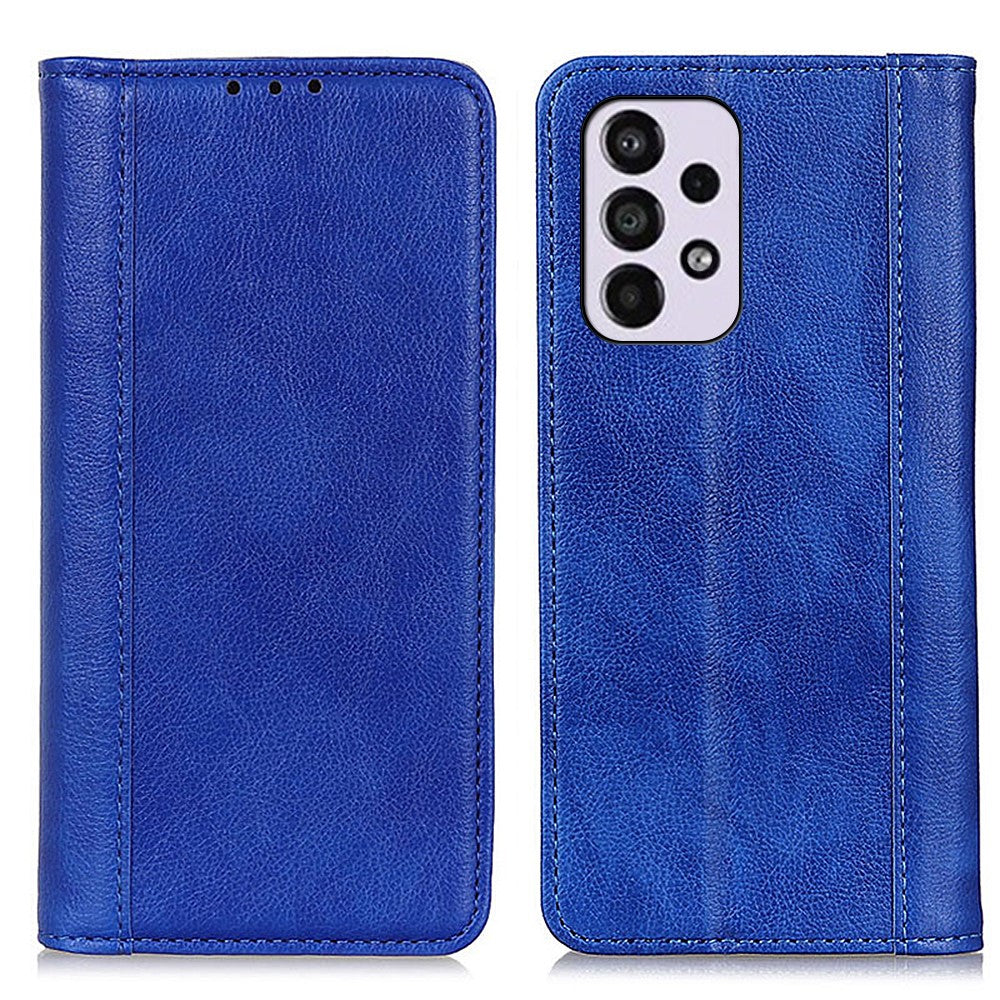 Genuine leather case with magnetic closure for Samsung Galaxy A33 5G - Blue