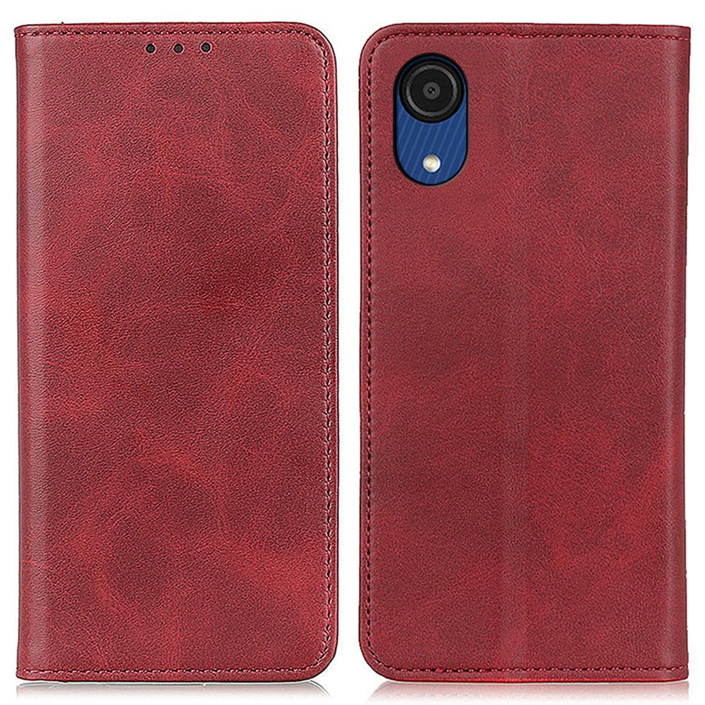 Wallet-style genuine leather flipcase for Samsung Galaxy A03 Core - Red