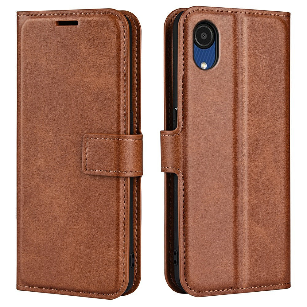 Wallet-style leather case for Samsung Galaxy A03 Core - Light Brown