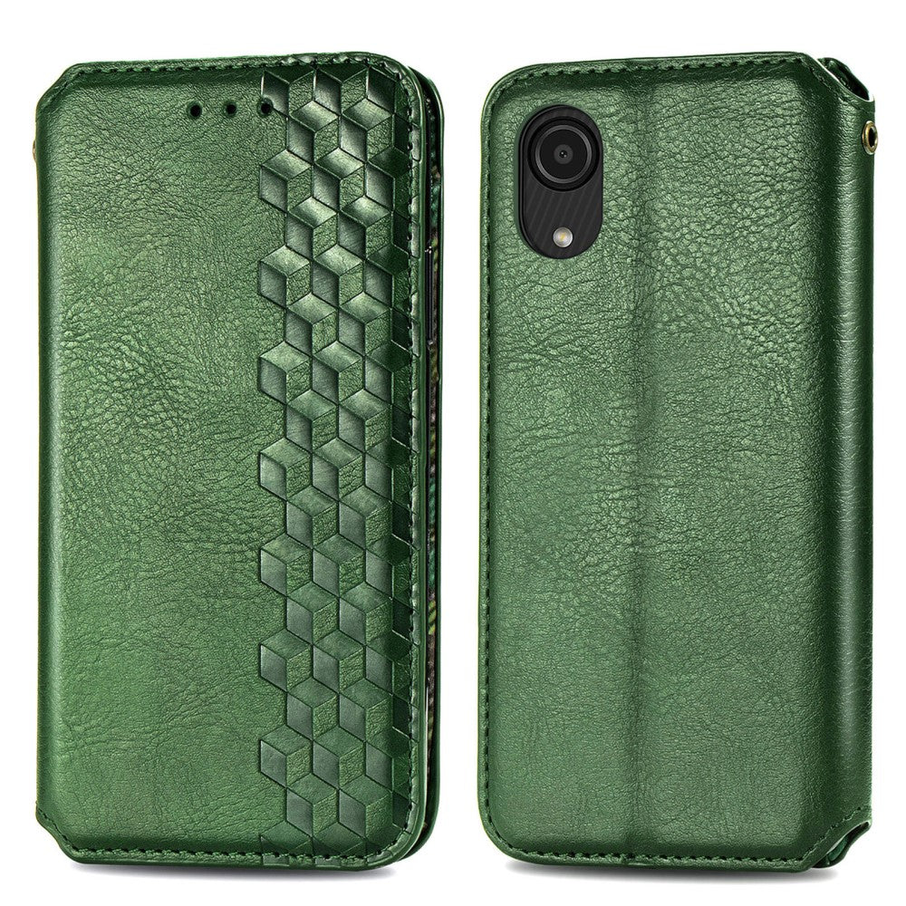 Leather case with a stylish rhombus imprint for Samsung Galaxy A03 Core - Green