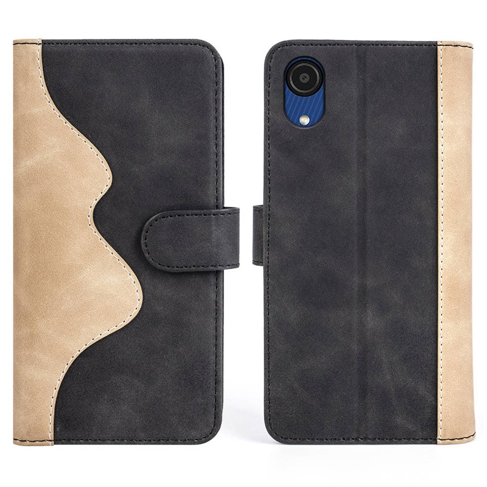 Two-color leather flip case for Samsung Galaxy A03 Core - Black