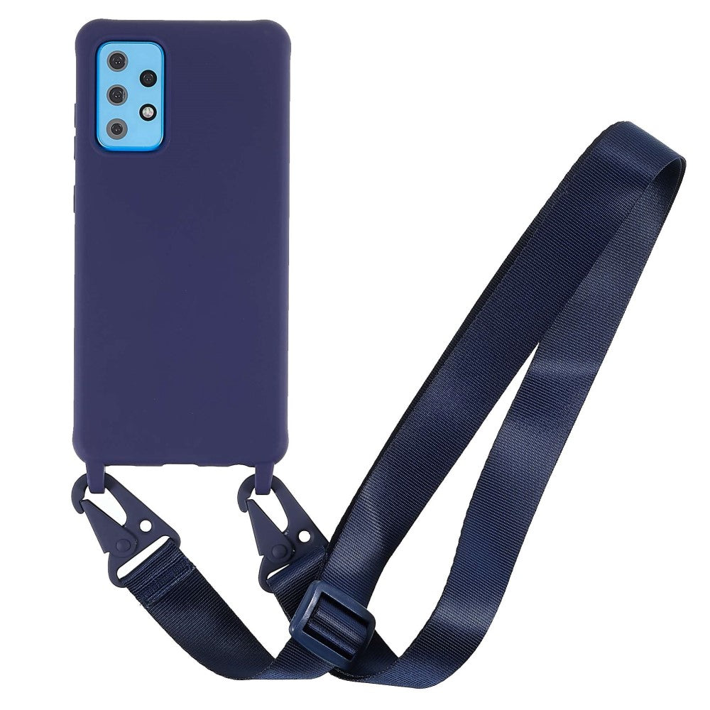 Thin TPU case with a matte finish and adjustable strap for Samsung Galaxy A73 - Dark Blue