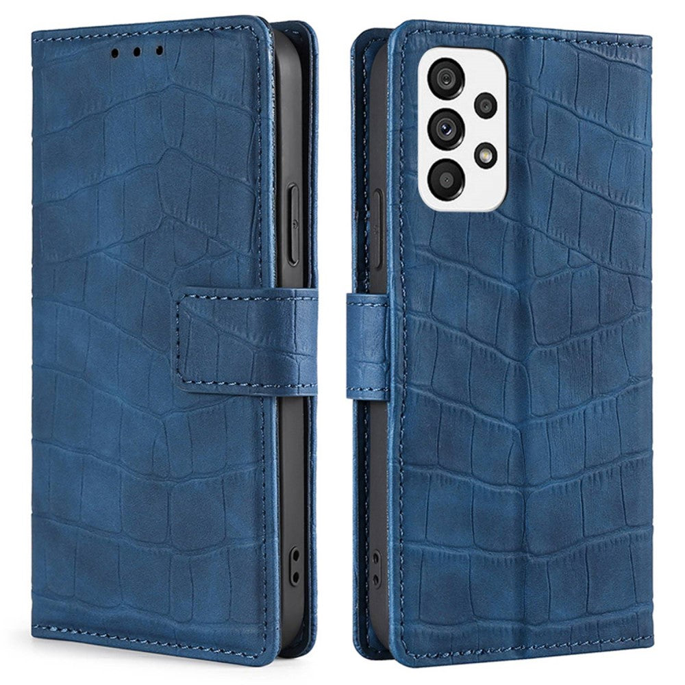 Crocodile textured leather case for Samsung Galaxy A73 - Blue