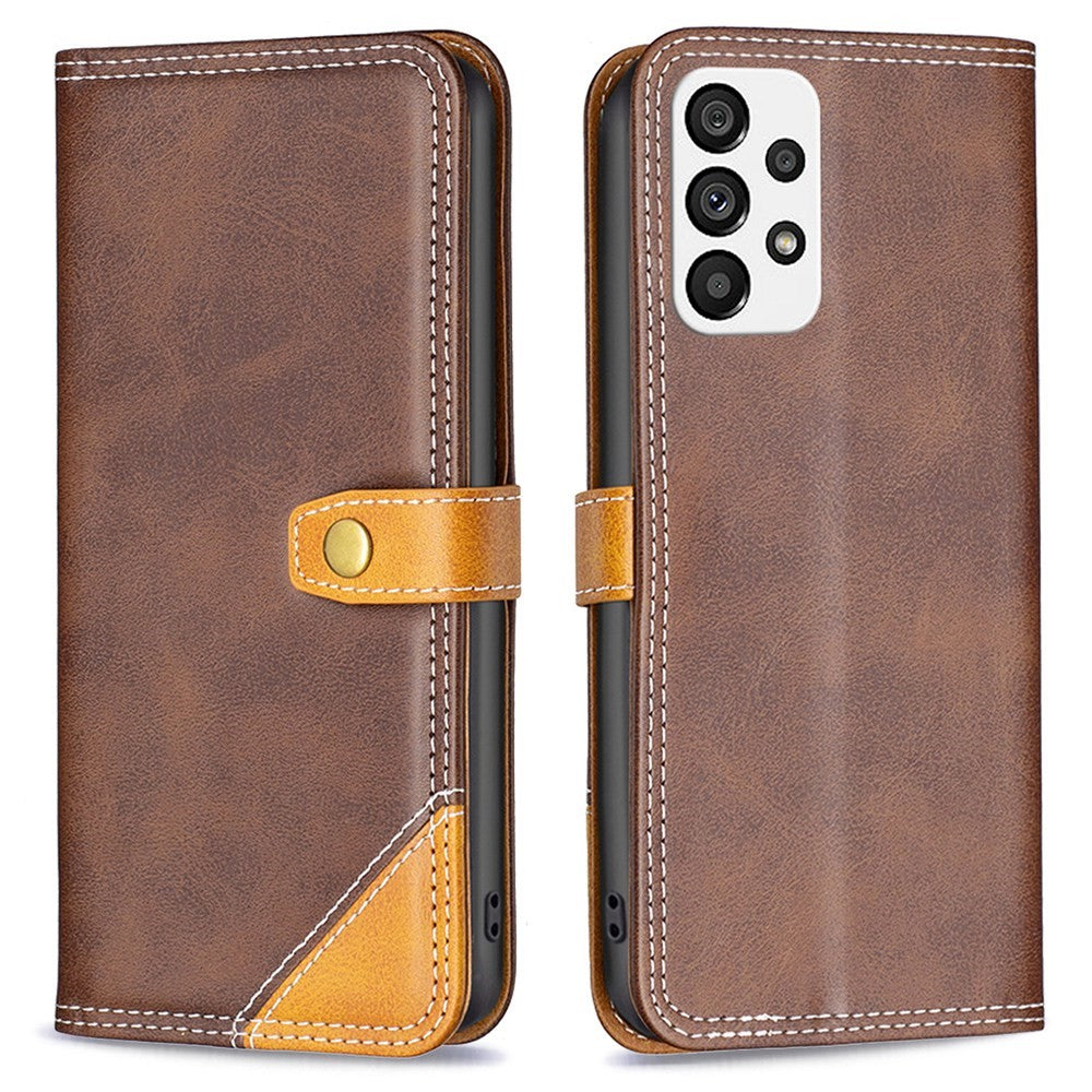 BINFEN two-color leather case for Samsung Galaxy A73 - Coffee