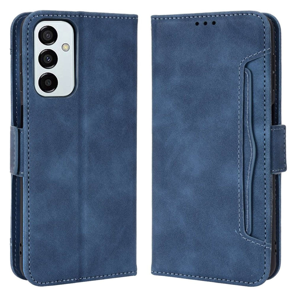 Modern-styled leather wallet case for Samsung Galaxy M23 - Blue