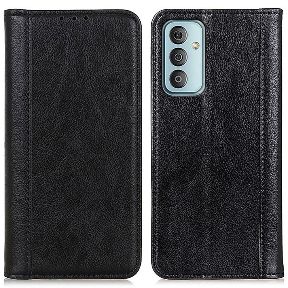 Genuine leather case with magnetic closure for Samsung Galaxy M23 - Black