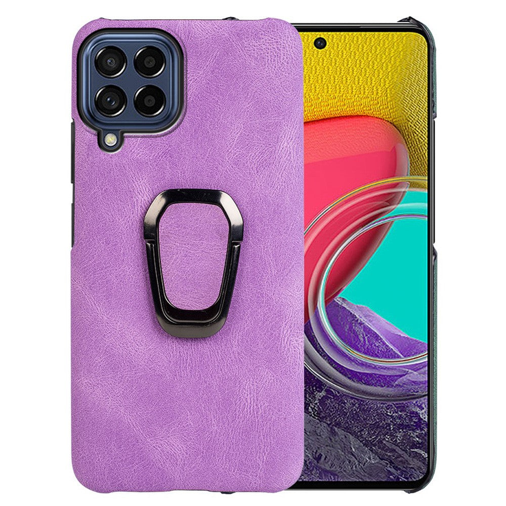 Shockproof leather cover with oval kickstand for Samsung Galaxy M53 5G - Purple
