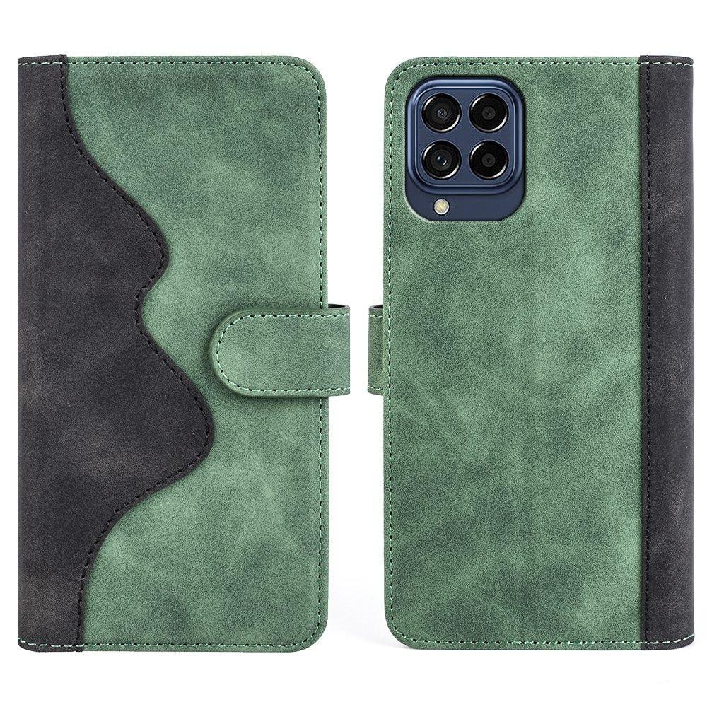 Two-color leather flip case for Samsung Galaxy M53 5G - Green