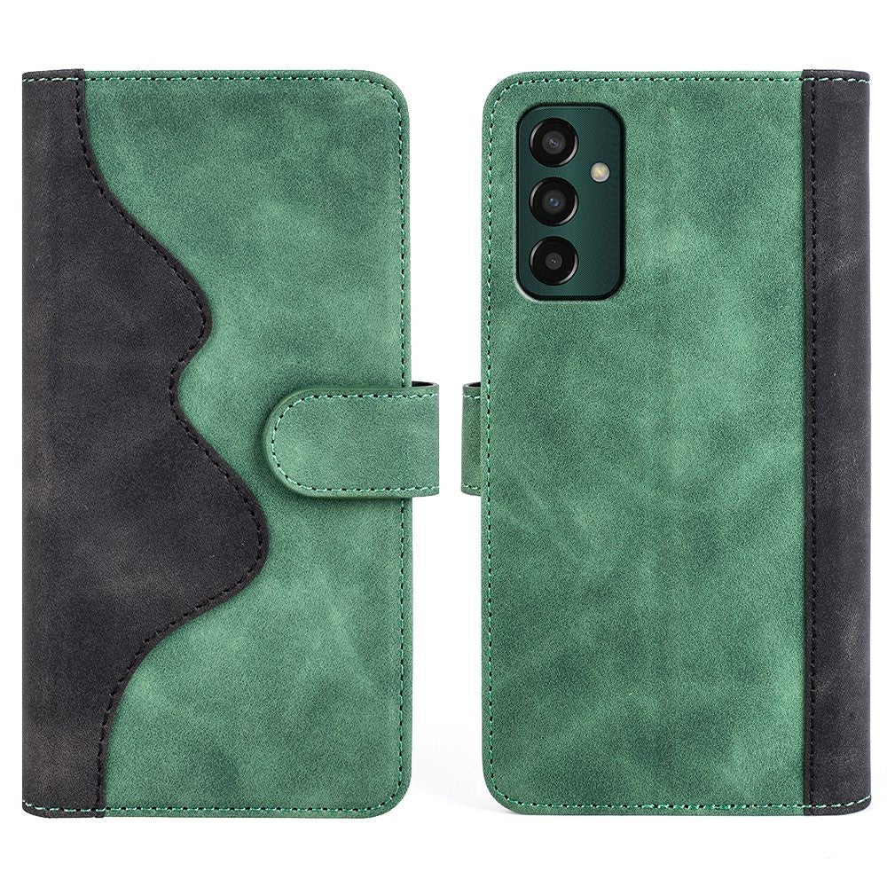 Two-color leather flip case for Samsung Galaxy M13 4G - Green
