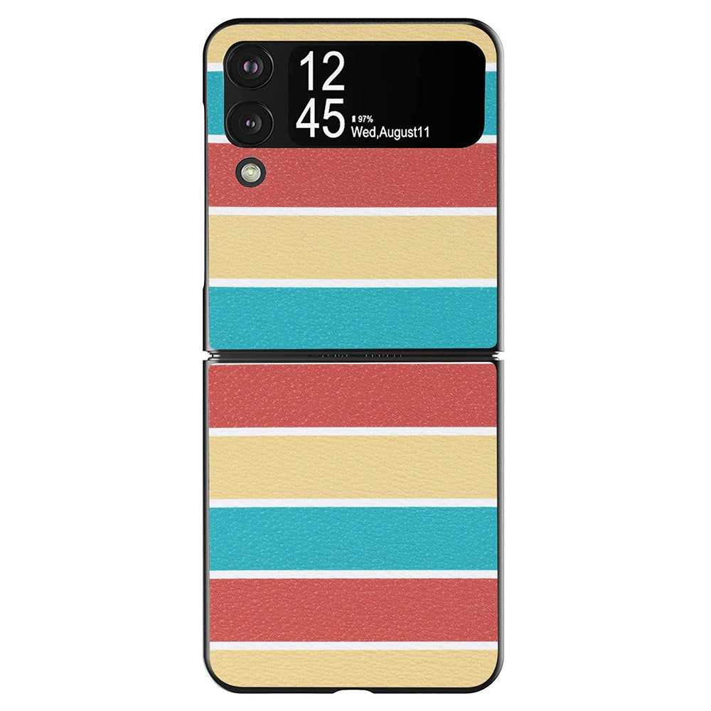 Samsung Galaxy Z Flip4 pattern printing leather cover - Yellow Stripes
