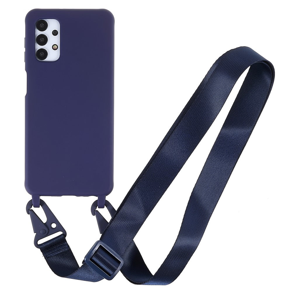 Thin TPU case with a matte finish and adjustable strap for Samsung Galaxy A04s / A13 5G - Dark Blue