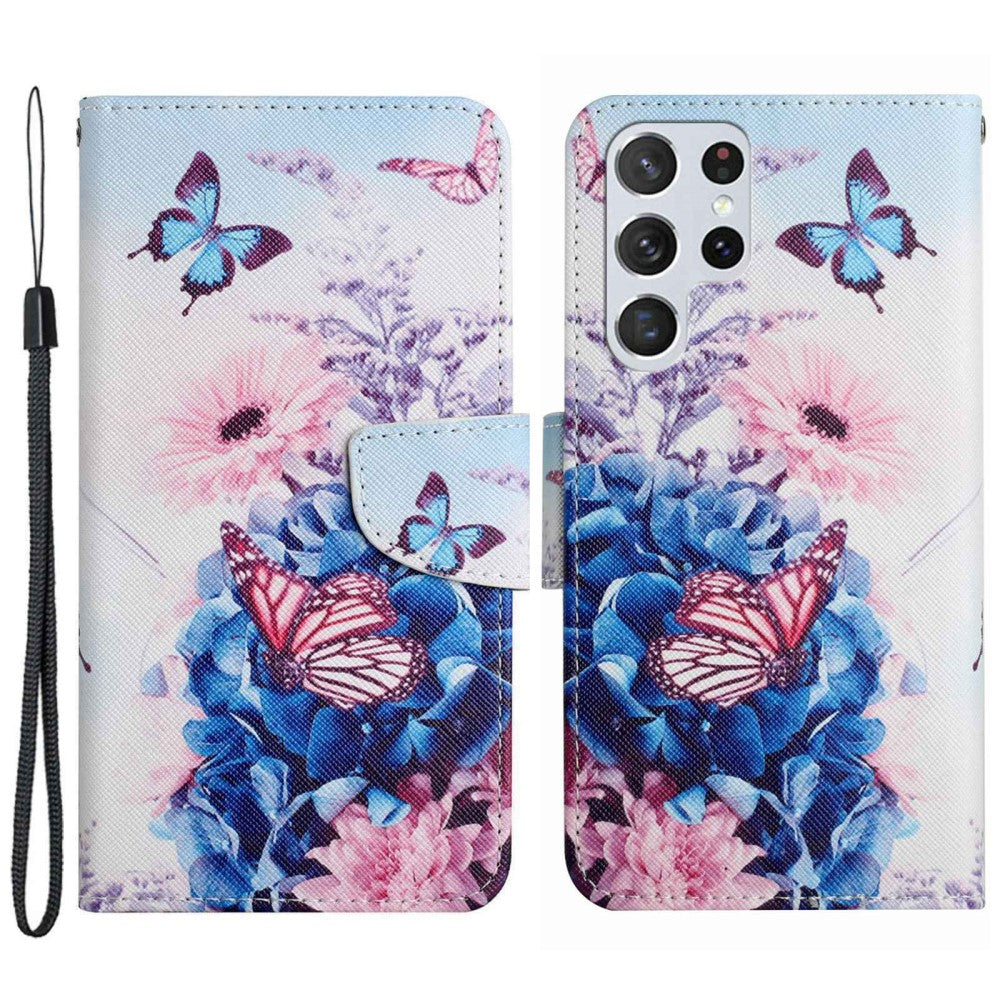 Wonderland Samsung Galaxy S23 Ultra flip case - Purple Butterflies