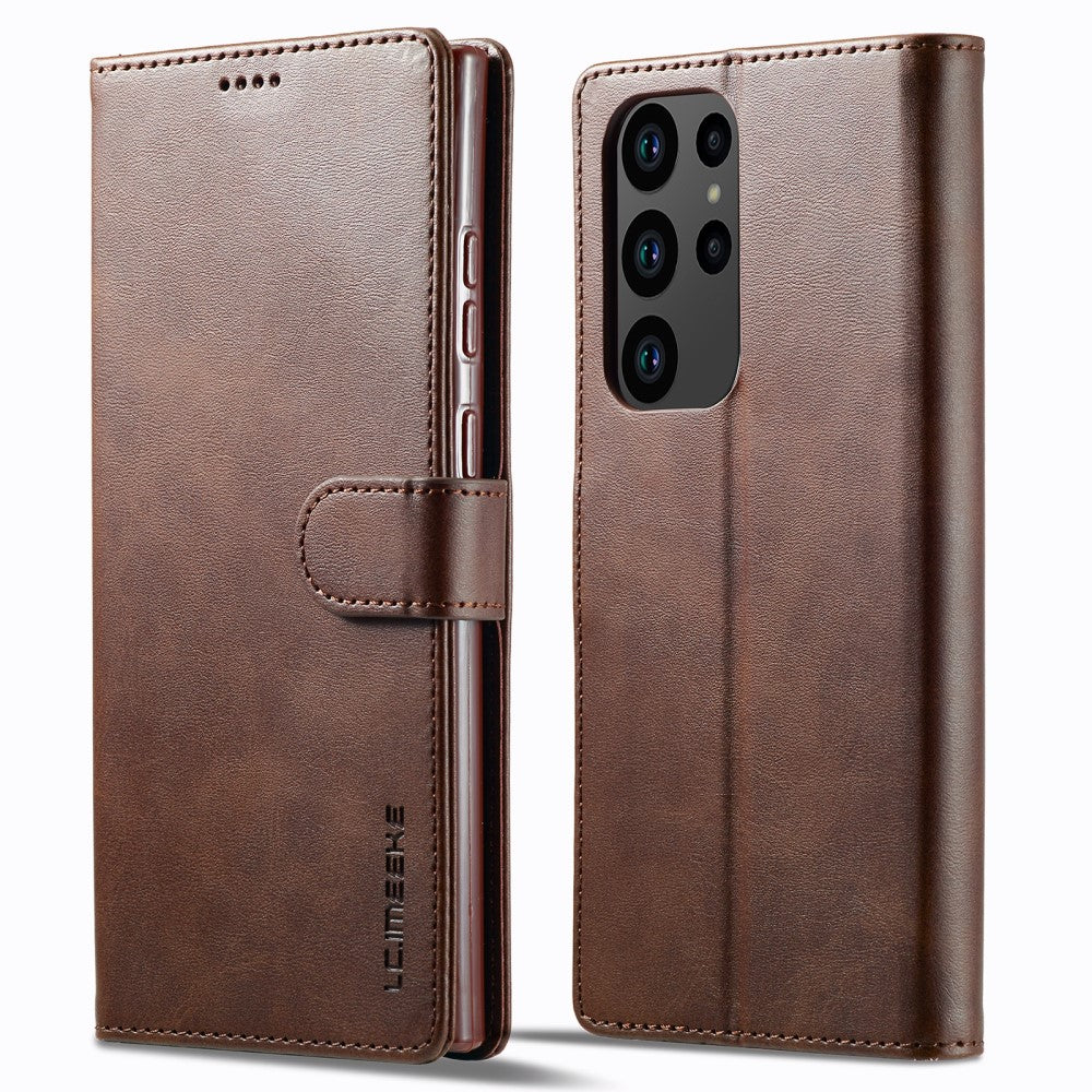 LC.IMEEKE Samsung Galaxy S23 Ultra Flip Case - Brown