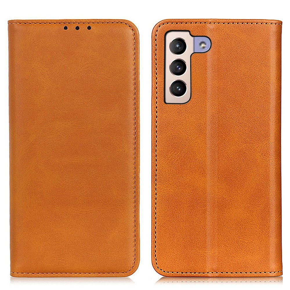 Wallet-style genuine leather flipcase for Samsung Galaxy S23 Plus - Brown