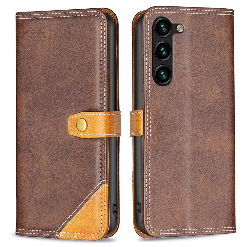 BINFEN two-color leather case for Samsung Galaxy S23 Plus - Coffee