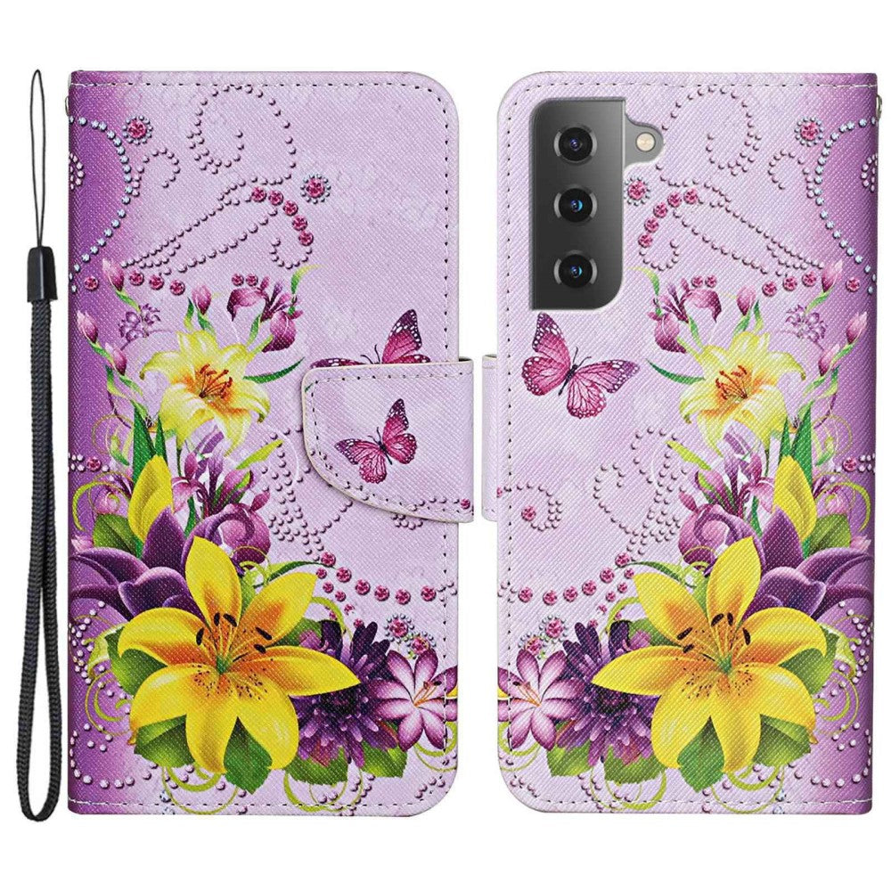 Wonderland Samsung Galaxy S23 Plus flip case - Yellow Flowers / Butterflies