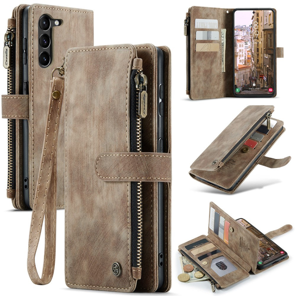 CaseMe zipper-wallet phone case for Samsung Galaxy S23 Plus - Brown