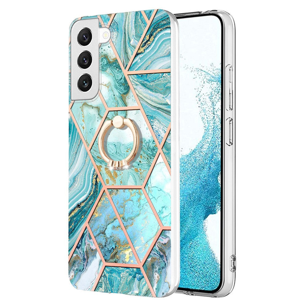 Marble patterned cover with ring holder for Samsung Galaxy S23 - Blue