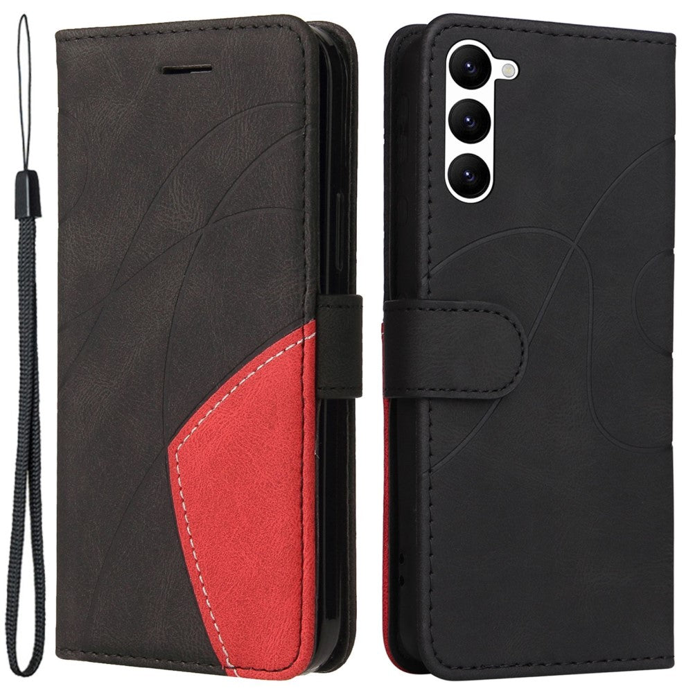Textured leather case with strap for Samsung Galaxy S23 - Black
