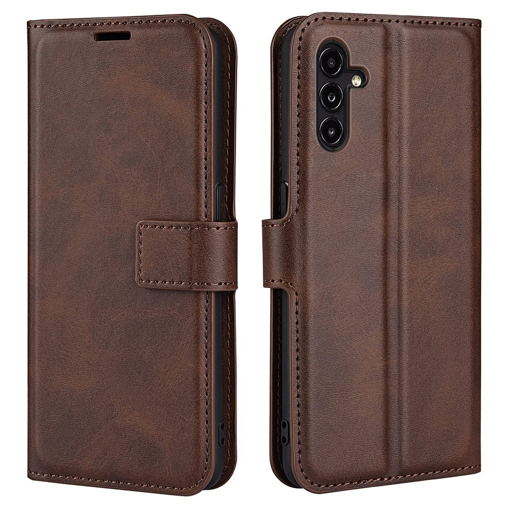 Wallet-style leather case for Samsung Galaxy A14 - Brown