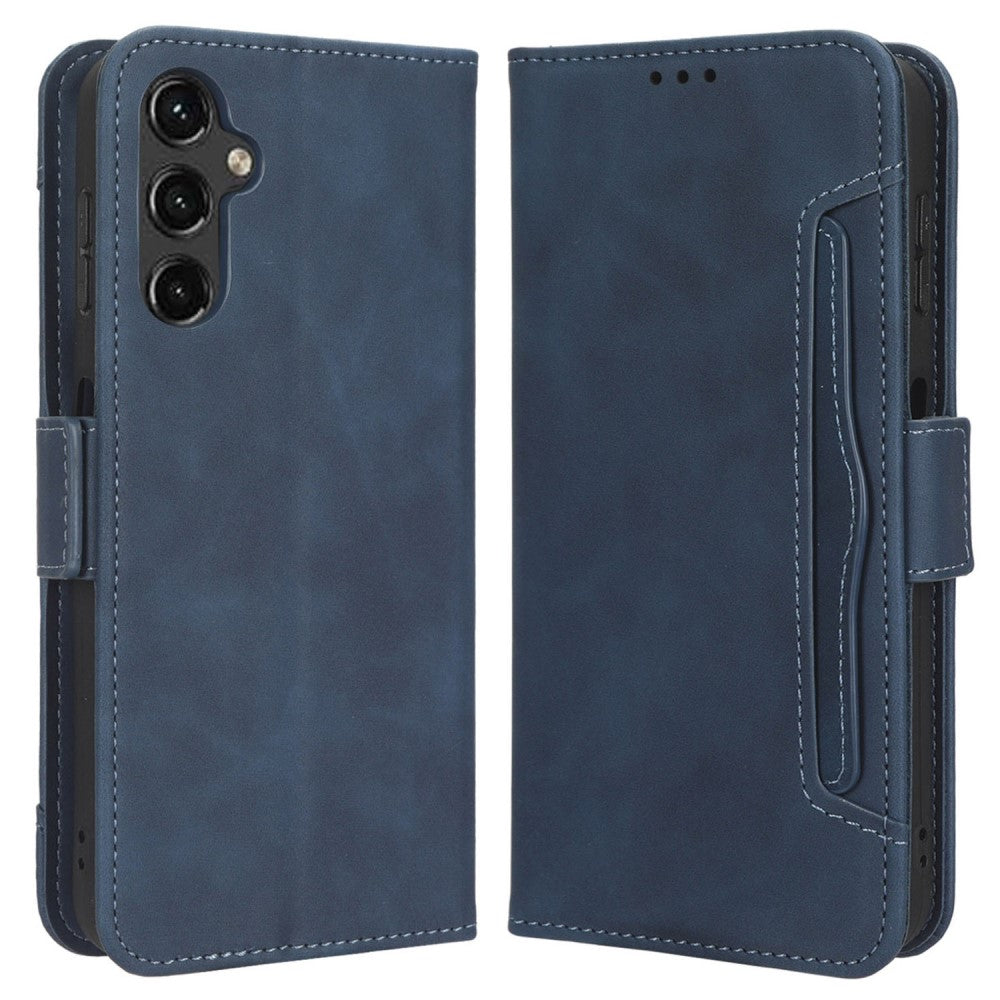 Modern-styled leather wallet case for Samsung Galaxy A14 - Blue