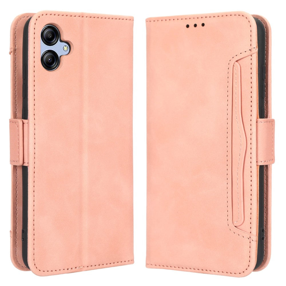 Modern-styled leather wallet case for Samsung Galaxy A04e - Pink