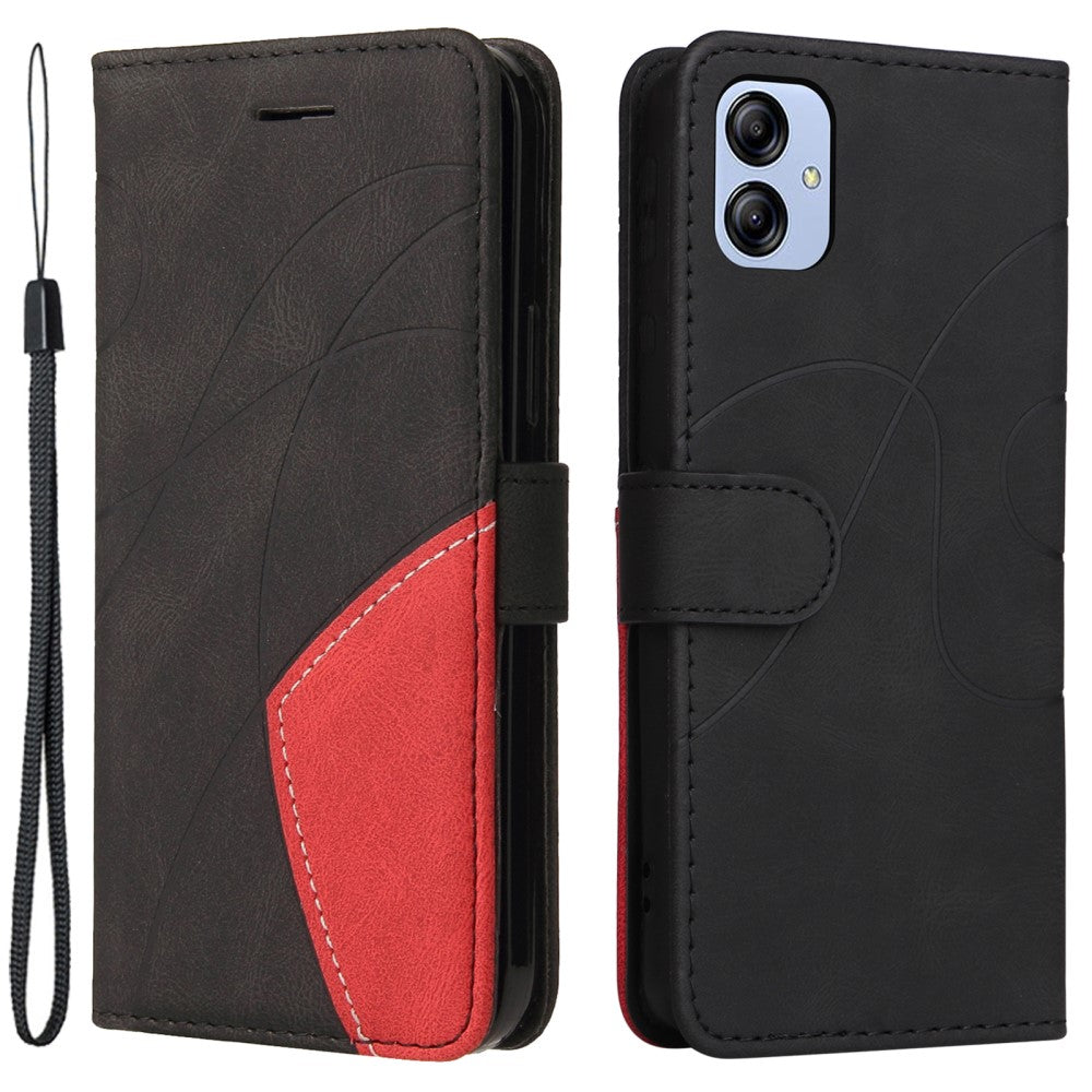 Textured leather case with strap for Samsung Galaxy A04e - Black