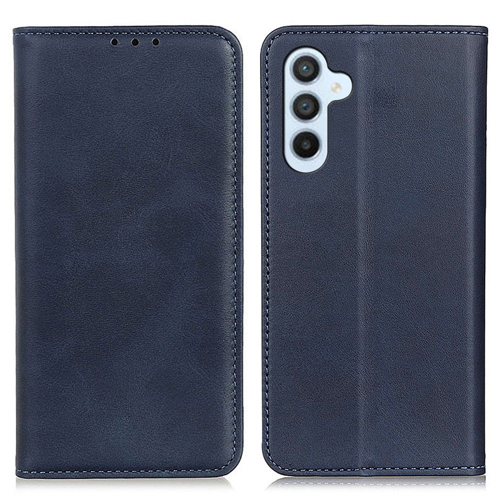 Wallet-style genuine leather flipcase for Samsung Galaxy A54 - Blue