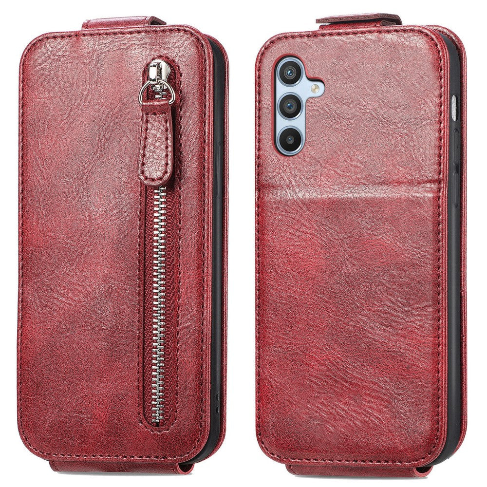 Vertical flip phone case with zipper for Samsung Galaxy A54 - Red