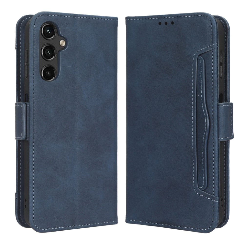 Modern-styled leather wallet case for Samsung Galaxy A24 4G - Blue