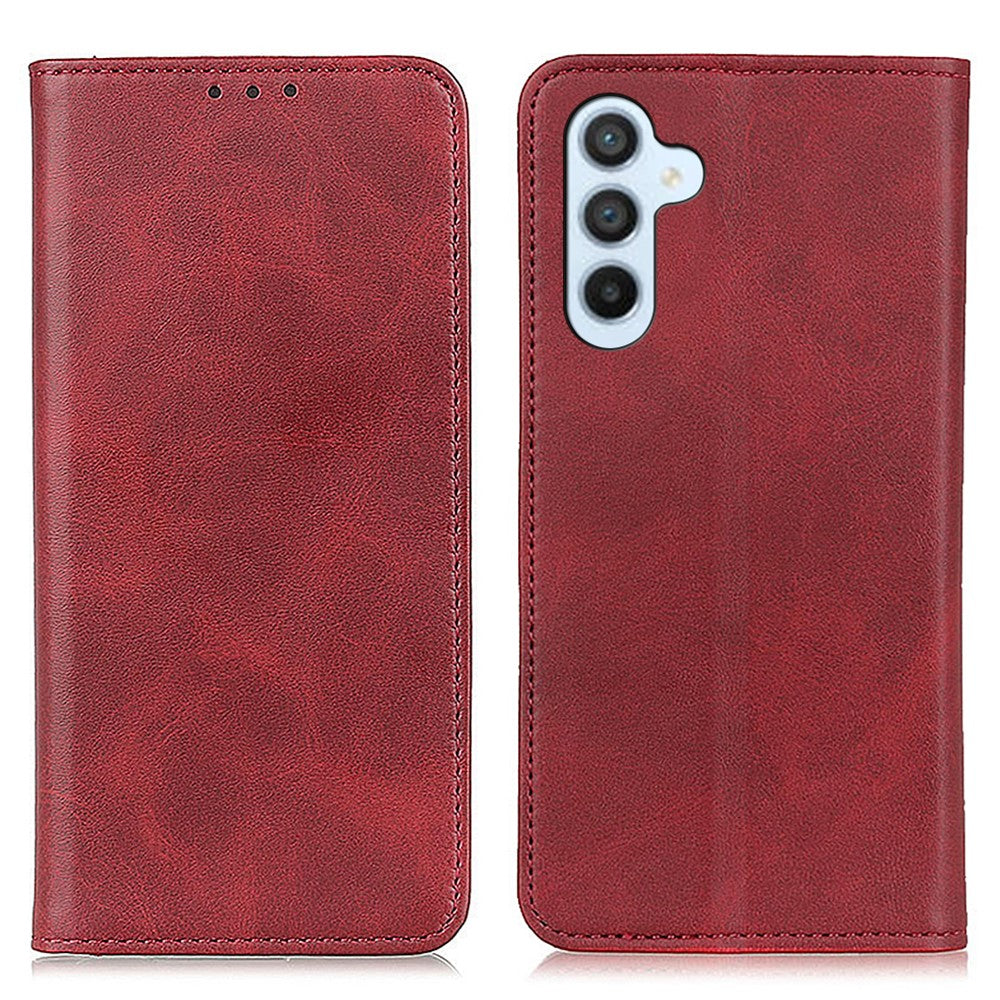 Wallet-style genuine leather flipcase for Samsung Galaxy M14 - Red