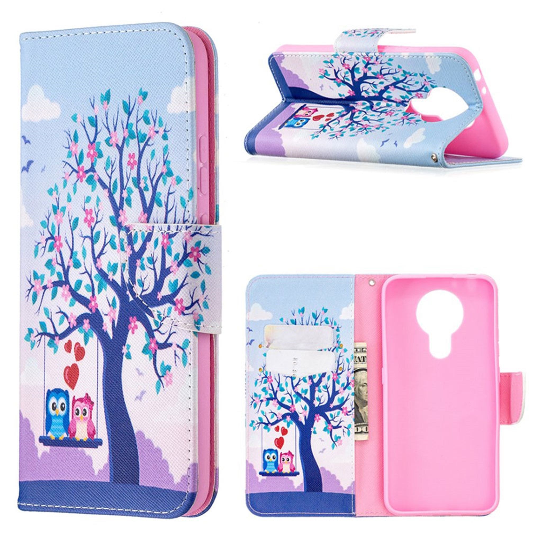 Wonderland Nokia 3.4 flip case - Couple Owls and Tree