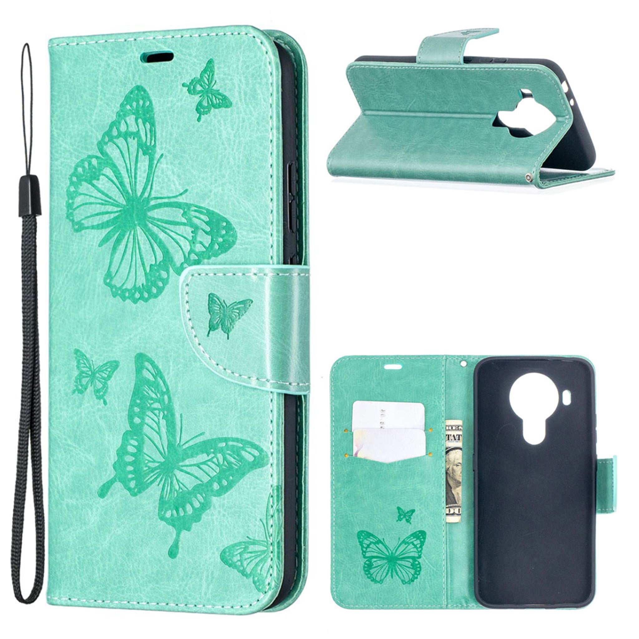 Butterfly Nokia 5.4 flip case - Green