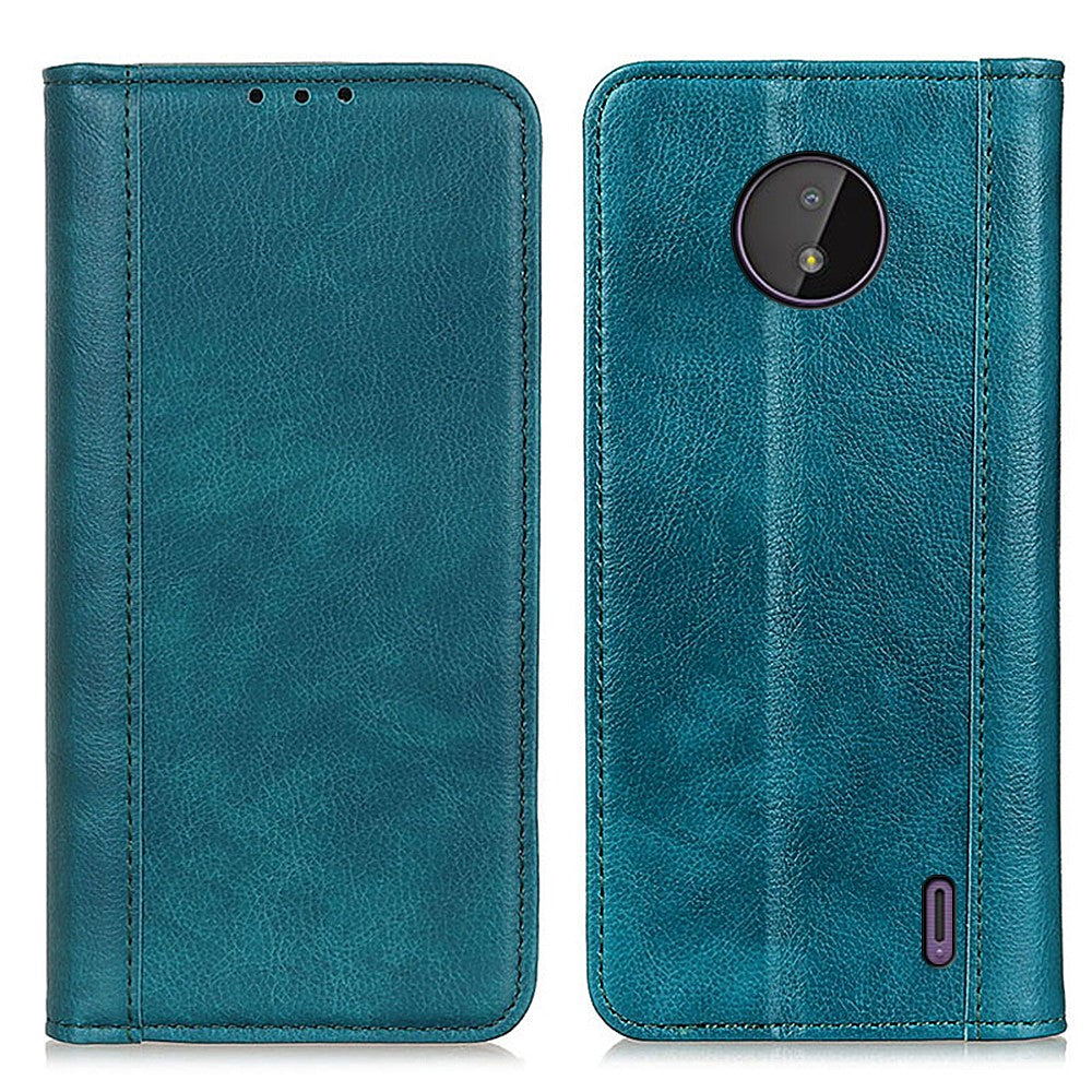 Genuine leather case with magnetic closure for Nokia C10 / C20 - Green