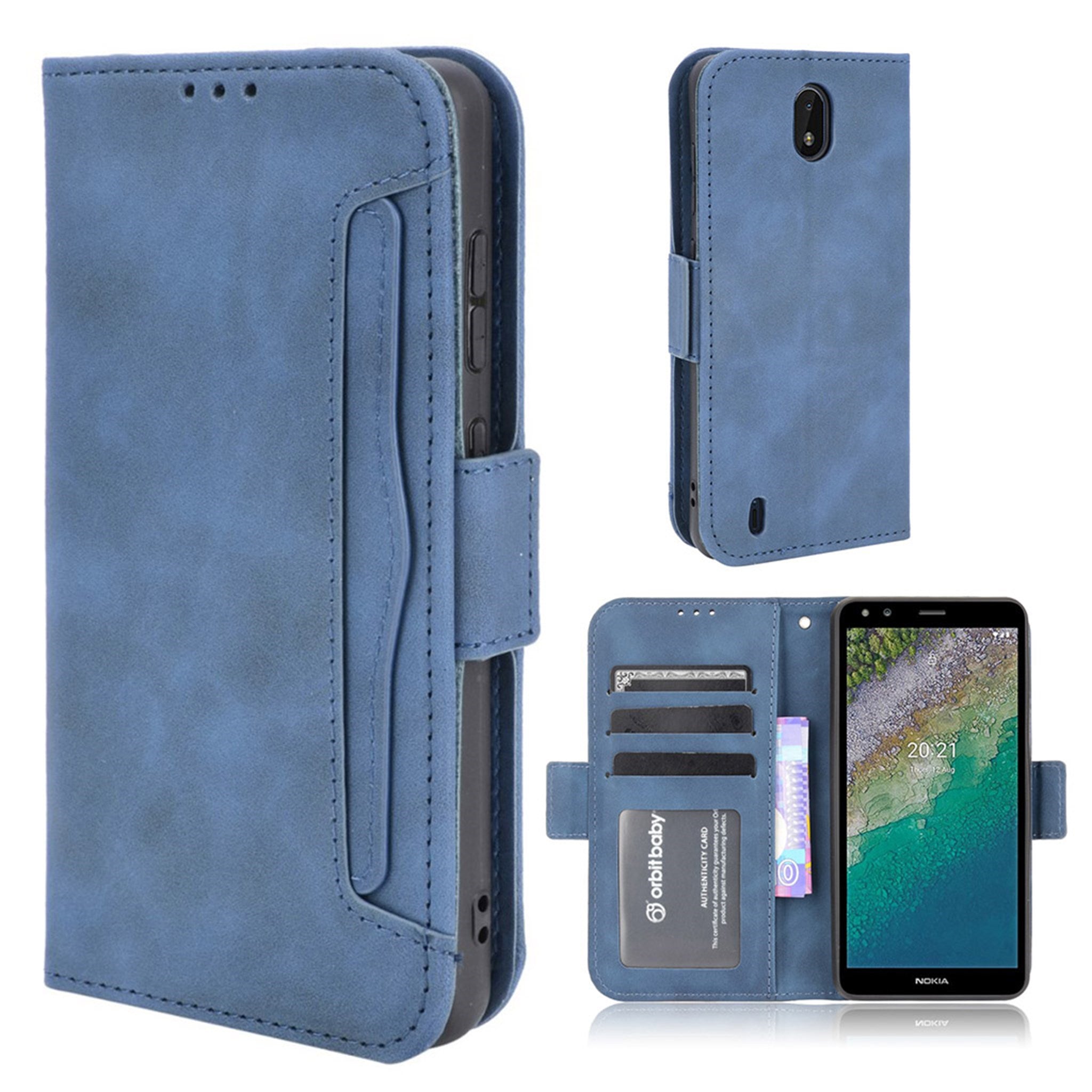 Modern-styled leather wallet case for Nokia C01 Plus - Blue