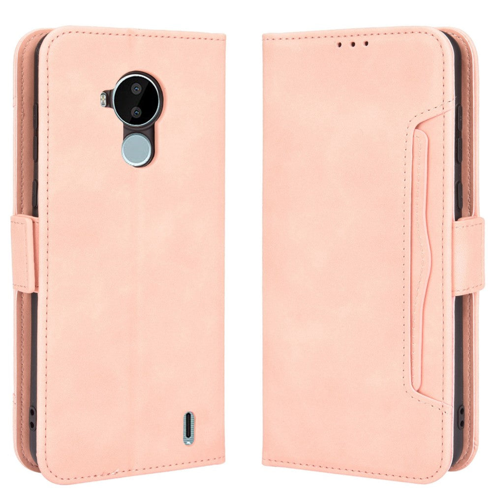 Modern-styled leather wallet case for Nokia C30 - Pink
