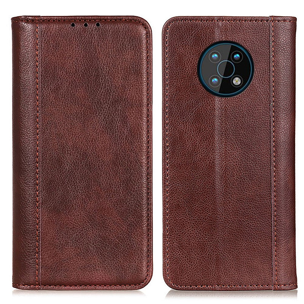 Genuine leather case with magnetic closure for Nokia G50 - Brown