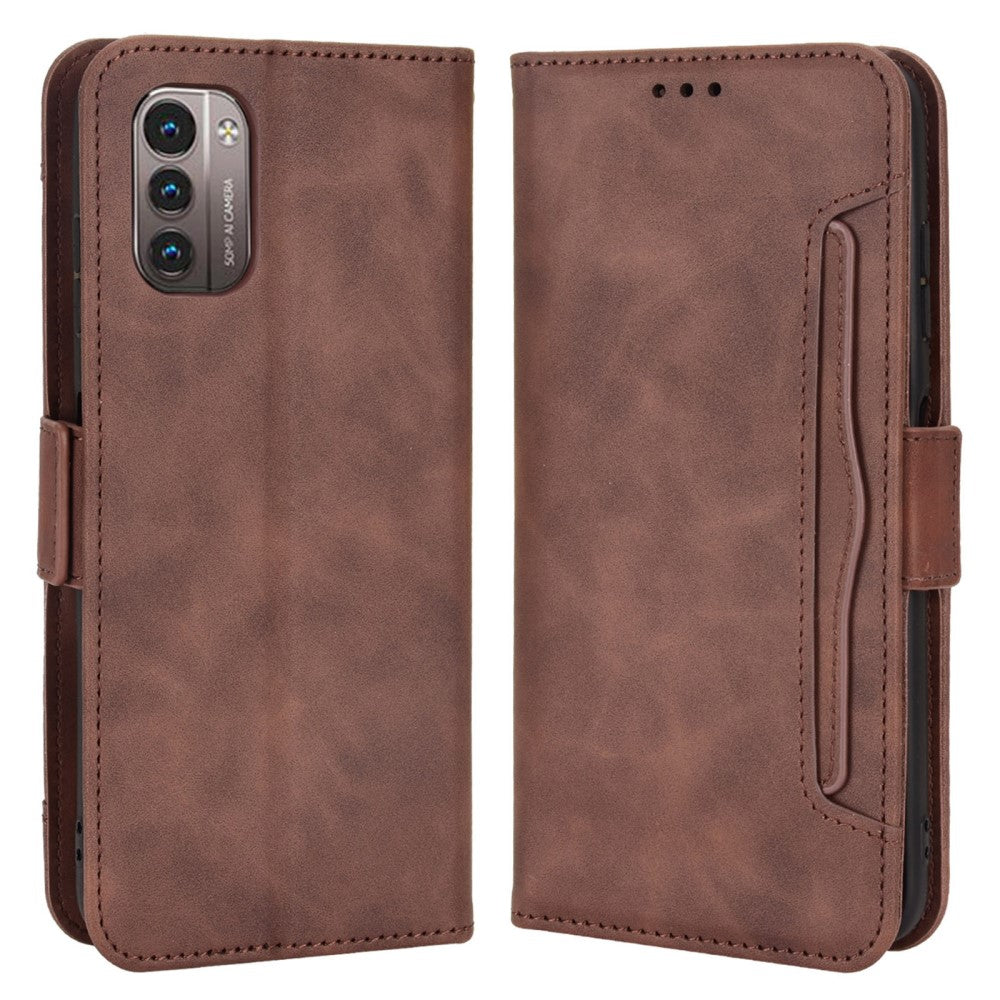 Modern-styled leather wallet case for Nokia G11 / G21 - Brown