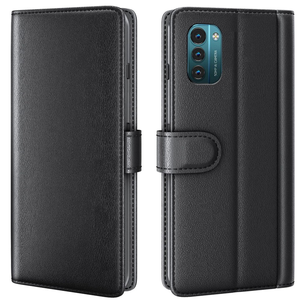 Genuine leather case with credit card slots for Nokia G11 / G21 - Black