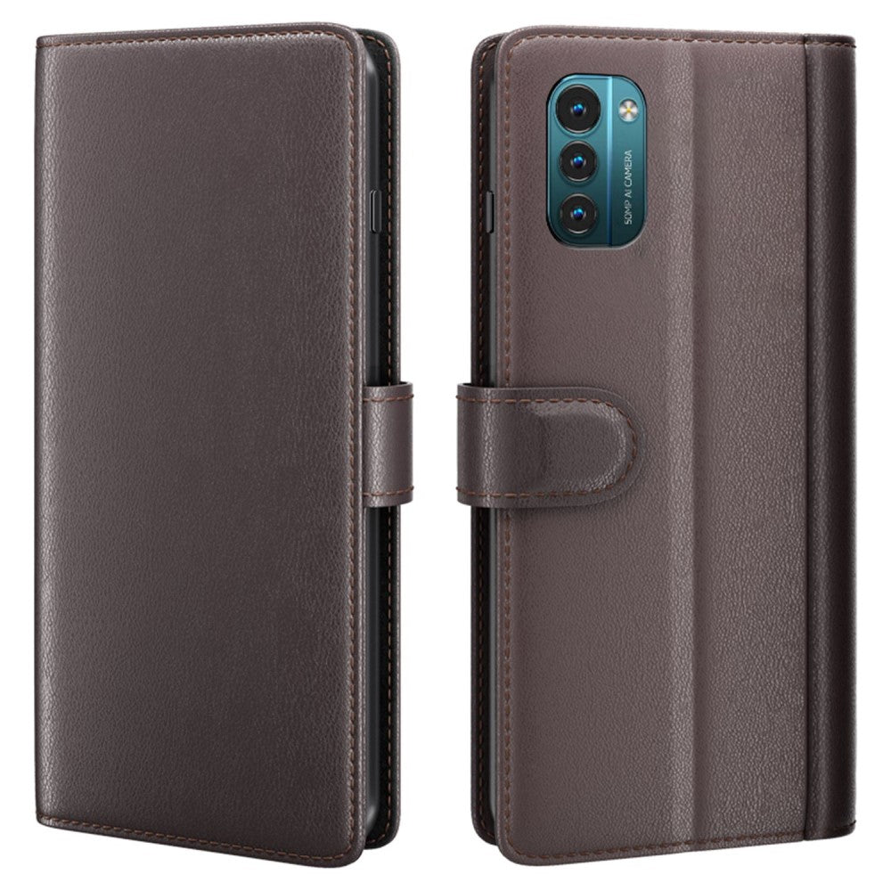 Genuine leather case with credit card slots for Nokia G11 / G21 - Brown