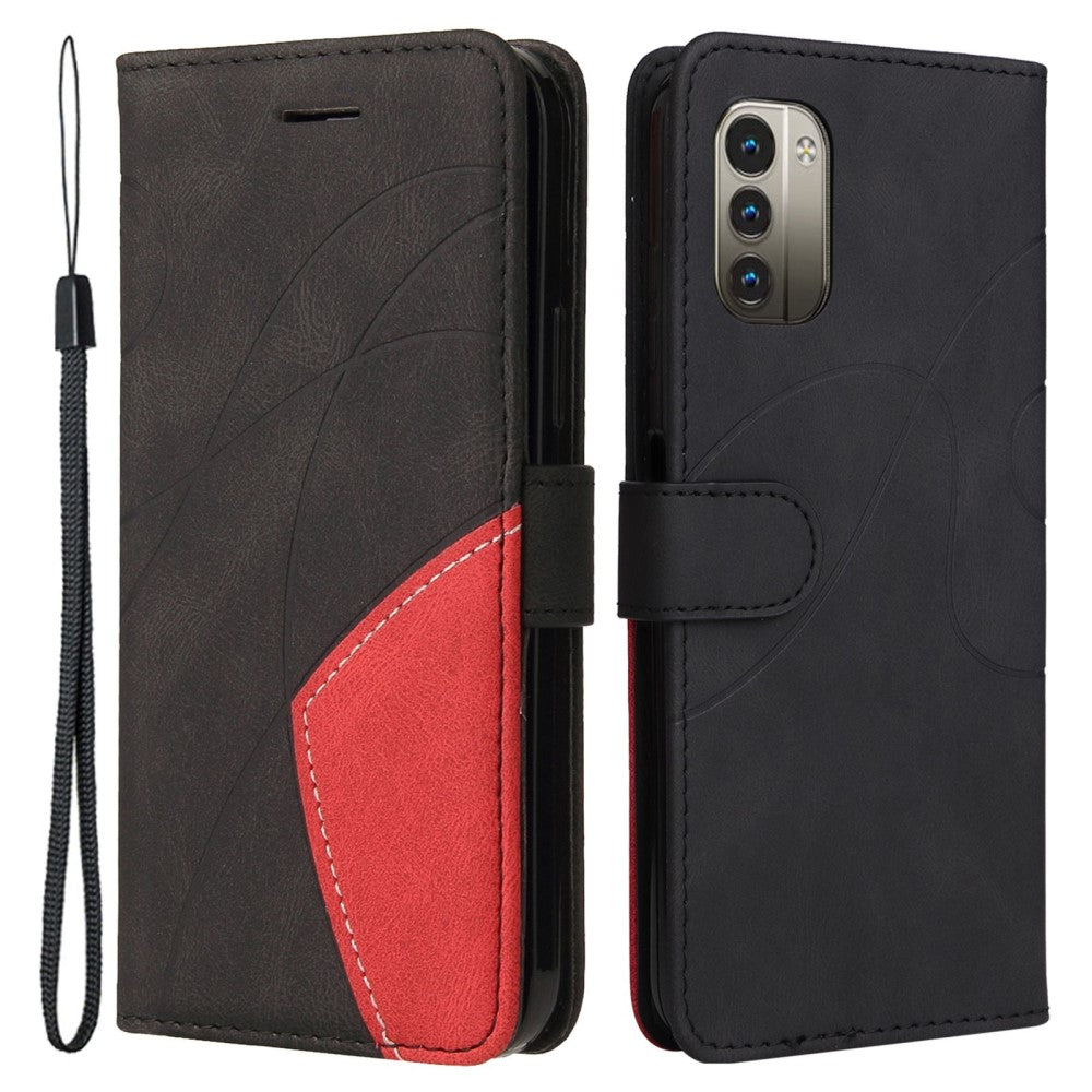 Textured leather case with strap for Nokia G11 / G21 - Black